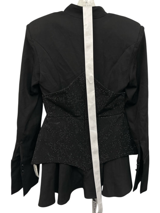 Bella Barnett Size M Black Polyester Embellished Shoulder Pads Mini Dress Black / M