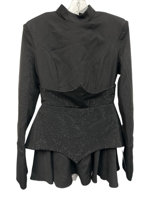 Bella Barnett Size M Black Polyester Embellished Shoulder Pads Mini Dress Black / M