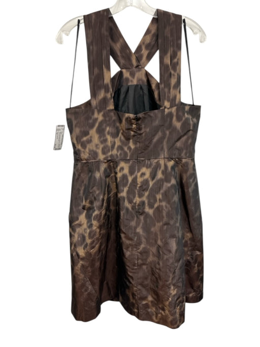 Banana Republic Size 14 Tan & black Polyester Sleeveless Animal Print Dress Tan & black / 14