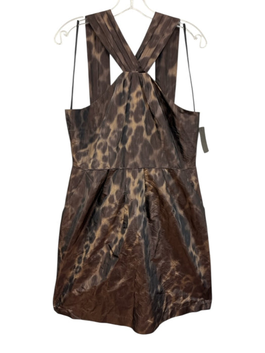 Banana Republic Size 14 Tan & black Polyester Sleeveless Animal Print Dress Tan & black / 14