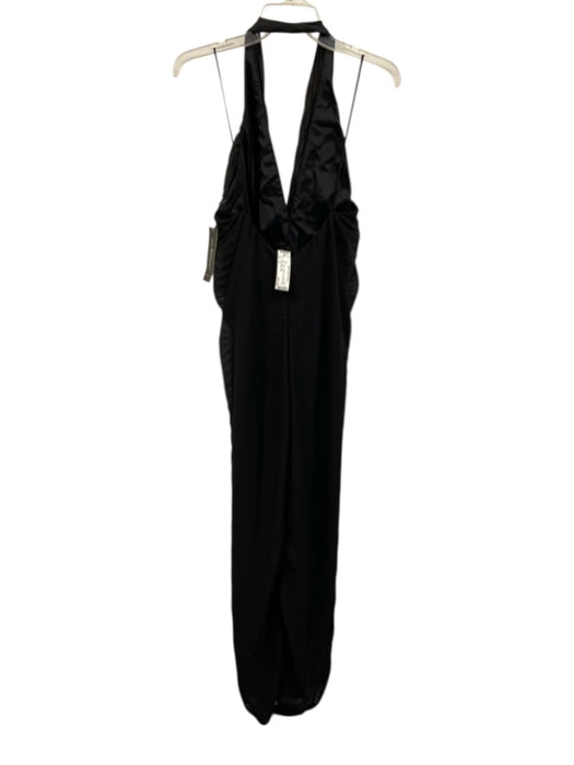 Carmen Marc Valvo Size 14 Black Polyester & Acetate Halter Neck Front Slit Gown Black / 14
