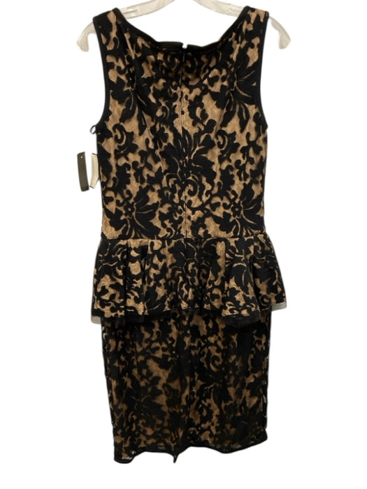 Tadashi Shoji Size 10 Black & Nude Cotton & Nylon Lace Overlay Floral Midi Dress Black & Nude / 10