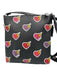 Coach Black & Red Coated Canvas Heart Print Zip Close Slim Crossbody Bag Black & Red / Mini