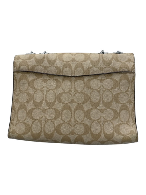 Coach Beige & Pink Coated Canvas & Leather Flap Monogram Logo Shoulder Bag Beige & Pink