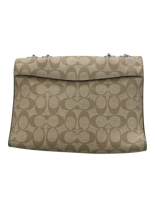 Coach Beige & Pink Coated Canvas & Leather Flap Monogram Logo Shoulder Bag Beige & Pink