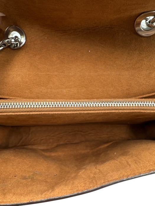 Coach Beige & Pink Coated Canvas & Leather Flap Monogram Logo Shoulder Bag Beige & Pink