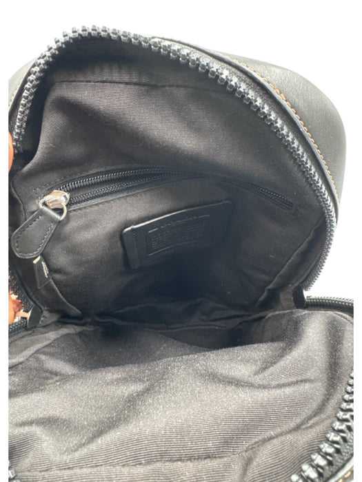 Coach Red & Black Coated Canvas & Leather Plaid Buckle Detail Zip Close Bag Red & Black