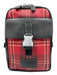 Coach Red & Black Coated Canvas & Leather Plaid Buckle Detail Zip Close Bag Red & Black