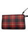 Coach Black & Red Coated Canvas Plaid Zip Close Pouch Wristlet Black & Red