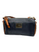 Dooney & Bourke navy blue & tan Leather Zip Close Top Handle Pouch Hand Bag navy blue & tan / Mini