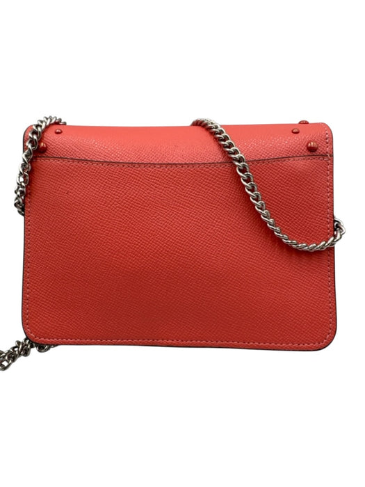 Coach Coral Red Faux Leather Flap Top Toggle Clasp Bead & Stud Detail Bag Coral Red