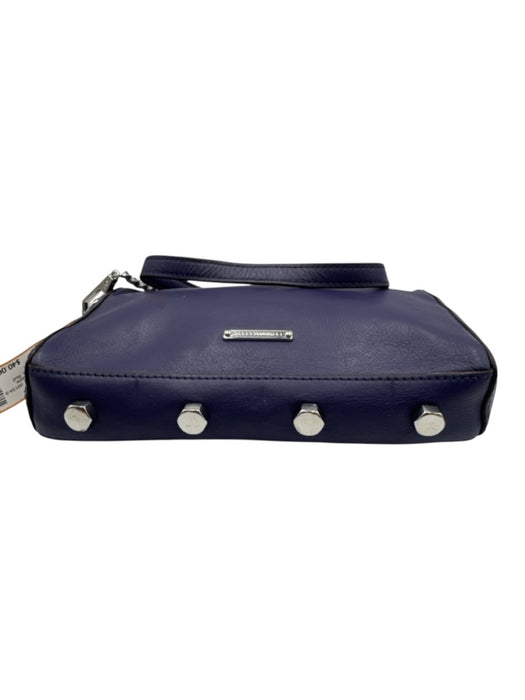 Rebecca Minkoff Indigo Purple Leather Zip Close Chain Strap Stud Detail Bag Indigo Purple
