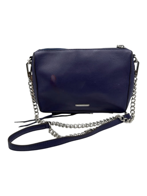 Rebecca Minkoff Indigo Purple Leather Zip Close Chain Strap Stud Detail Bag Indigo Purple