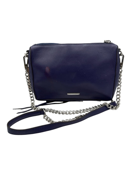 Rebecca Minkoff Indigo Purple Leather Zip Close Chain Strap Stud Detail Bag Indigo Purple