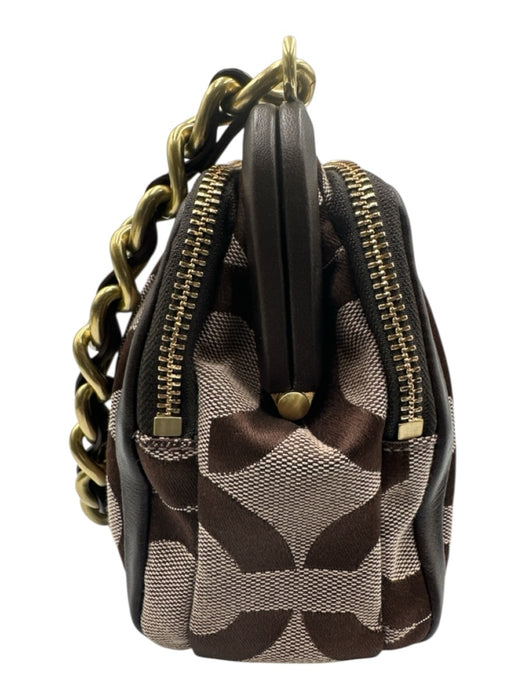 Coach Brown & Beige Canvas & Leather Brass Hardware Kiss Lock Y2K Shoulder Bag Brown & Beige / S