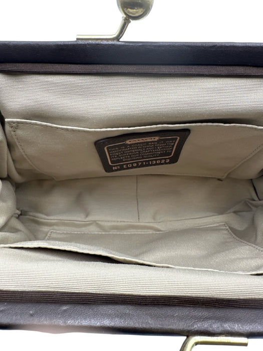 Coach Brown & Beige Canvas & Leather Brass Hardware Kiss Lock Y2K Shoulder Bag Brown & Beige / S