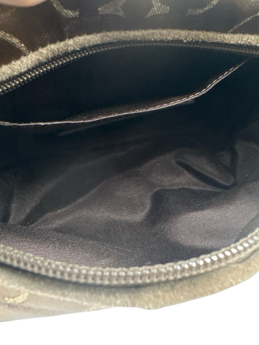 Coach Brown & Gold Canvas & Leather Zip Top Monogram Metallic hand bag Bag Brown & Gold / XS
