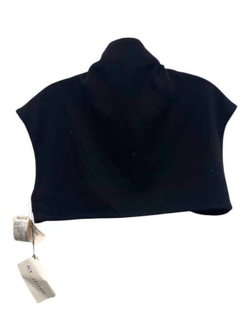 St John Size 12 Black Wool & Rayon High Neck Single Button Bolero Jacket Black / 12