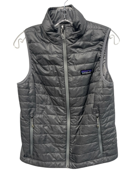Patagonia Size S Dark Gray Polyester Zip Front Athletic Quilted Puffer Vest Dark Gray / S
