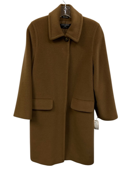Cinzia Rocca Size 4 Brown Wool Fleece 3 Button Long Sleeve Coat Brown / 4