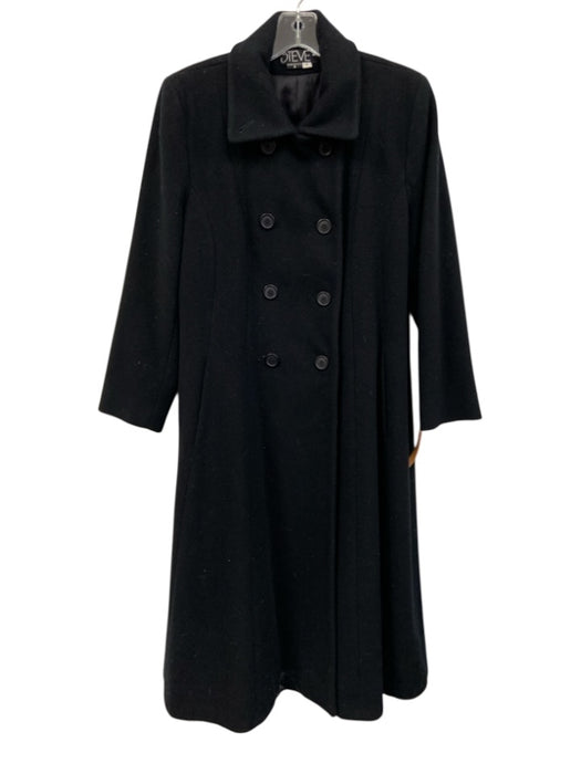 Steve by Searle Size 2 Black Wool Double Breasted Trench Long Sleeve Coat Black / 2