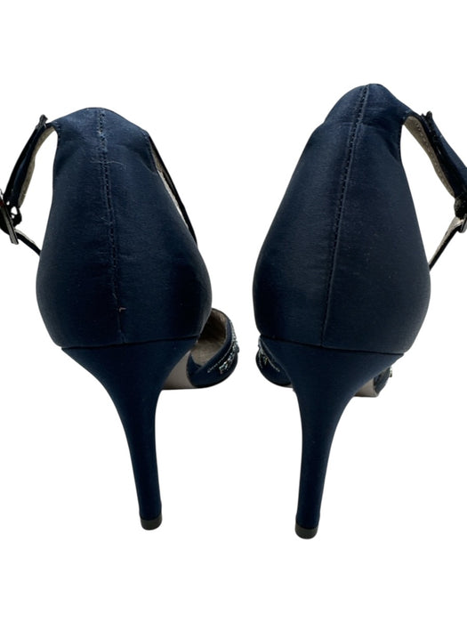 Adrianna Papell Shoe Size 7.5 Blue Leather Satin Embellished Stiletto Pumps Blue / 7.5