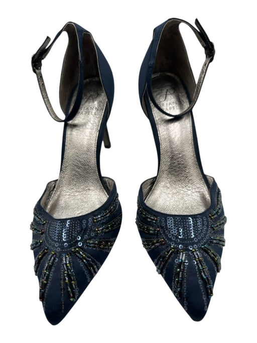 Adrianna Papell Shoe Size 7.5 Blue Leather Satin Embellished Stiletto Pumps Blue / 7.5
