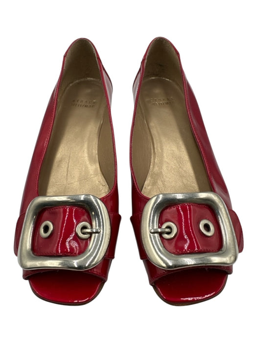 Stuart Weitzman Shoe Size 7 Red Leather Patent Silvertone hardware Flats Red / 7