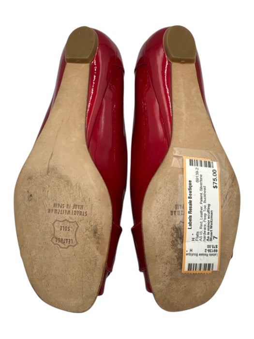 Stuart Weitzman Shoe Size 7 Red Leather Patent Silvertone hardware Flats Red / 7