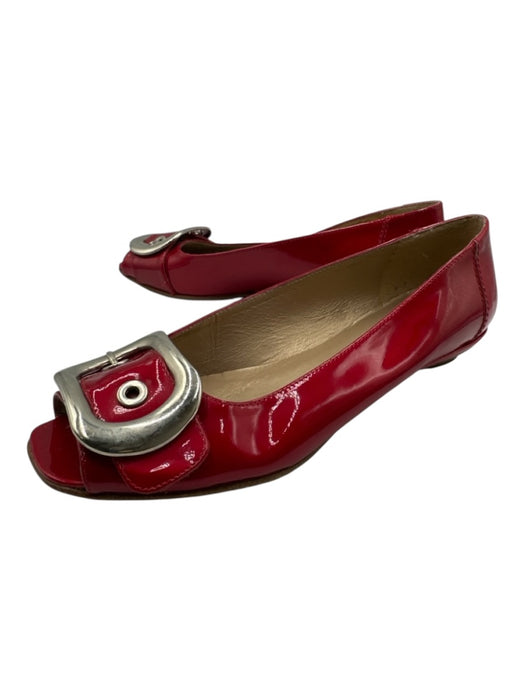 Stuart Weitzman Shoe Size 7 Red Leather Patent Silvertone hardware Flats Red / 7