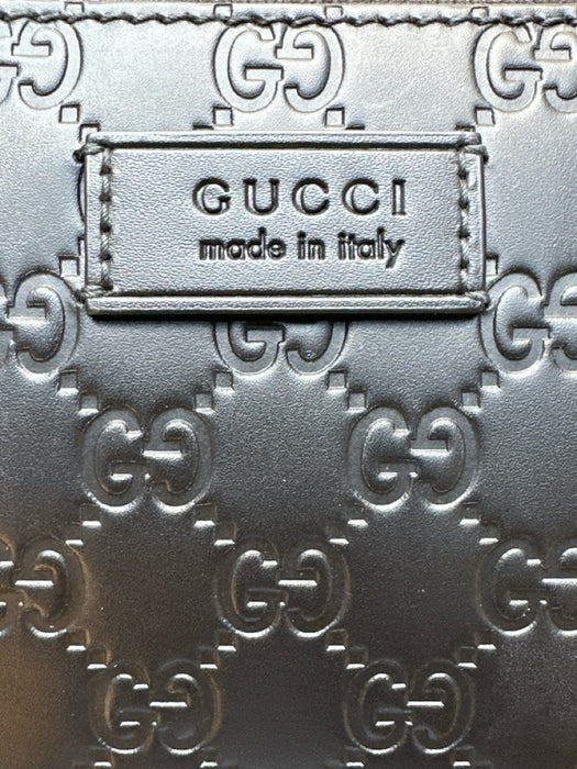 Gucci Black Leather Guccissima Structured Crossbody Strap Messenger Bag Black / L