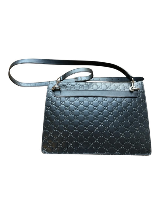 Gucci Black Leather Guccissima Structured Crossbody Strap Messenger Bag Black / L