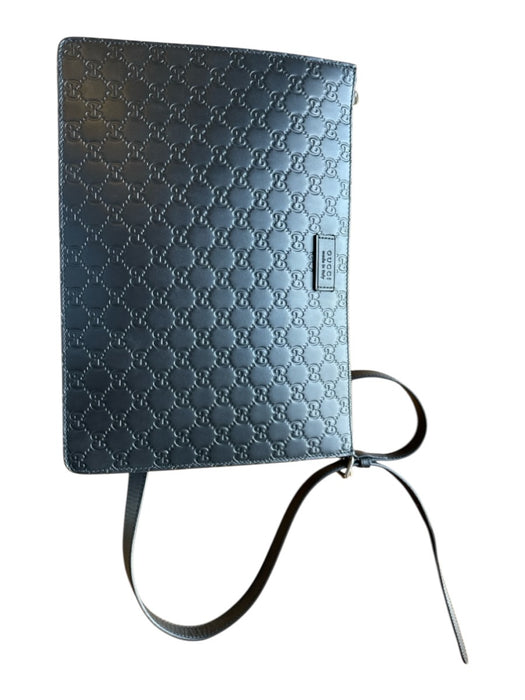 Gucci Black Leather Guccissima Structured Crossbody Strap Messenger Bag Black / L