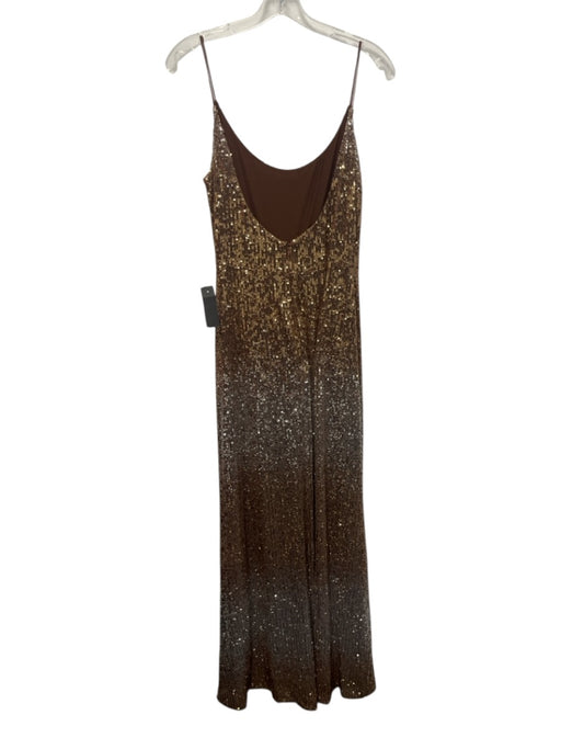 Halston Size 6 Brown Polyester Blend Spaghetti Strap Fully Sequined Gown Brown / 6