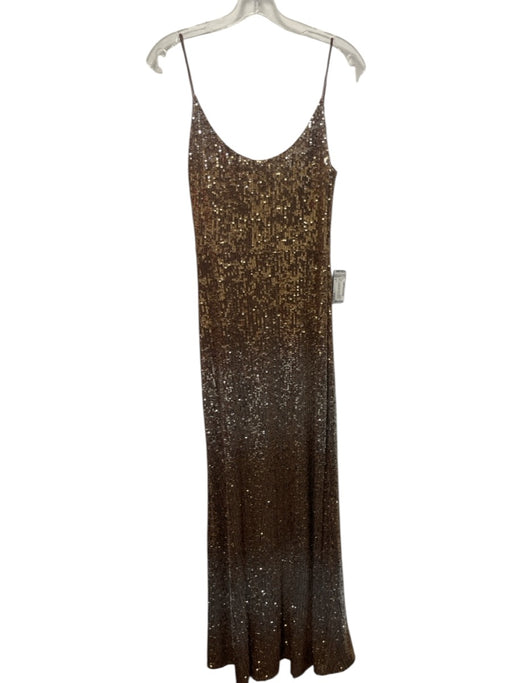 Halston Size 6 Brown Polyester Blend Spaghetti Strap Fully Sequined Gown Brown / 6