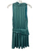 Ramy Brook Size 4 Teal Green Polyester Sleeveless Pleated Surplice Satin Dress Teal Green / 4