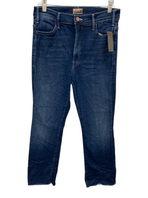 Mother Size 29 Dark Wash Cotton Denim High Rise Whiskering Raw Hem Jeans Dark Wash / 29