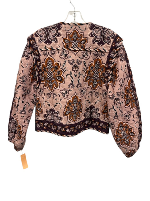 Farm Rio Size Medium Pink, Brown, Purple, Orange Cotton Long Sleeve Jacket Pink, Brown, Purple, Orange / Medium