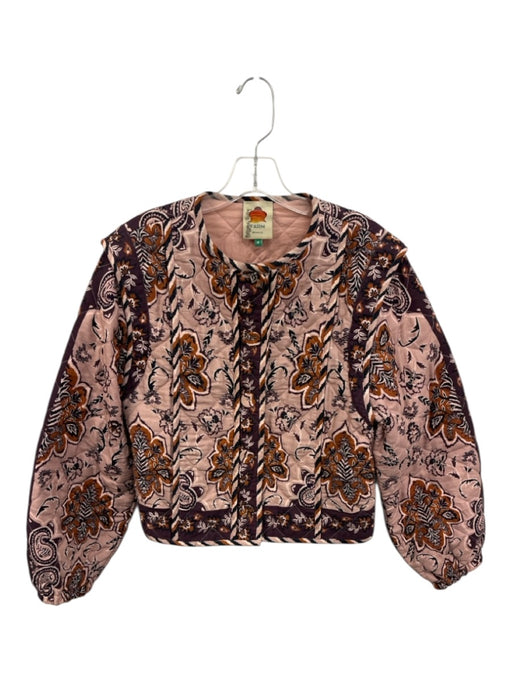 Farm Rio Size Medium Pink, Brown, Purple, Orange Cotton Long Sleeve Jacket Pink, Brown, Purple, Orange / Medium