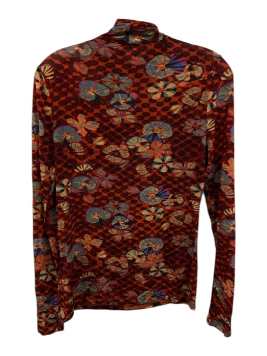 Ulla Johnson Size Medium Orange, Blue, Cream Rayon Blend Long Sleeve Mesh Top Orange, Blue, Cream / Medium