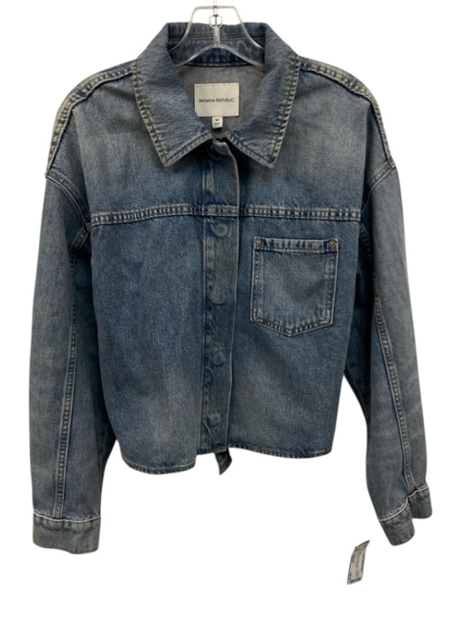 Banana Republic Size Medium Light Wash Cotton Denim Snap Button Jacket Light Wash / Medium
