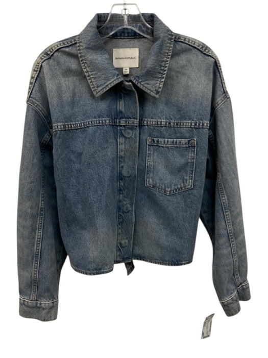 Banana Republic Size Medium Light Wash Cotton Denim Snap Button Jacket Light Wash / Medium