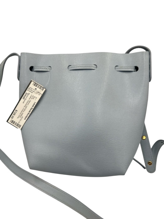 Mansur Gavriel Light Blue Saffiano Leather Drawstring Crossbody Strap Bucket Bag Light Blue / Small