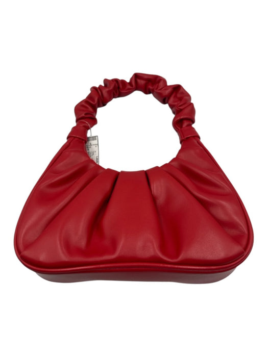 JW PEI Red Leather Top Handle Pleated Magnetic Close Hobo Bag Red / Small