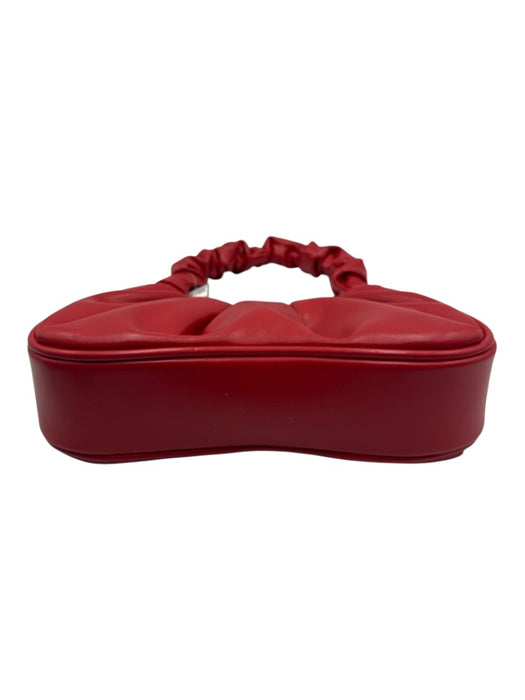 JW PEI Red Leather Top Handle Pleated Magnetic Close Hobo Bag Red / Small
