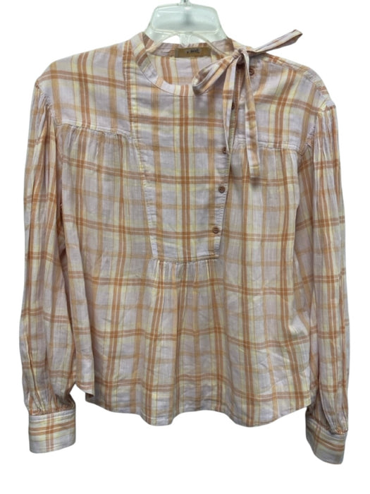 Ulla Johnson Size 6 Orange, Yellow, Purple Cotton Long puff sleeve Plaid Top Orange, Yellow, Purple / 6