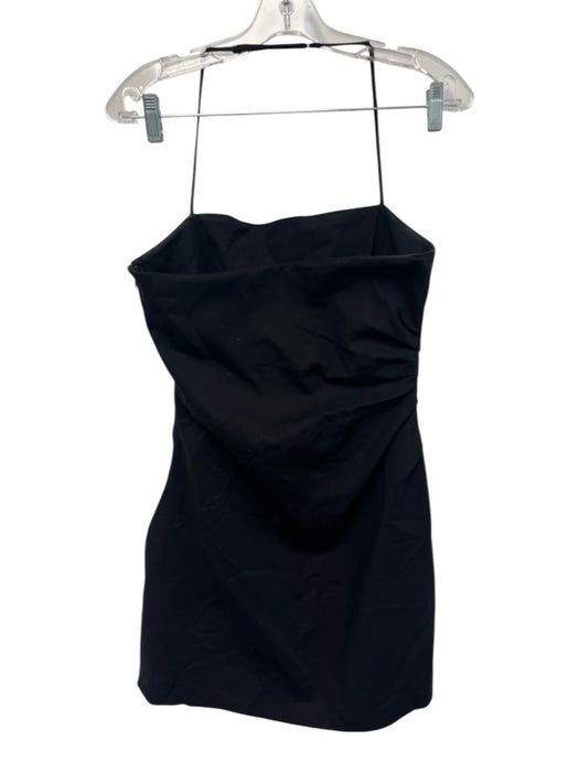 A.L.C. Size 8 Black Cotton Blend One Strap Pleated Spaghetti Strap Mini Dress Black / 8