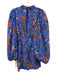 Rhode Size 6 Blue, Orange, Green Viscose Long Sleeve Floral Mock Neck Dress Blue, Orange, Green / 6
