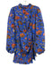 Rhode Size 6 Blue, Orange, Green Viscose Long Sleeve Floral Mock Neck Dress Blue, Orange, Green / 6