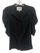 Frame Size Medium Black Silk Half Puff Sleeve Gathered Button Front Collar Top Black / Medium